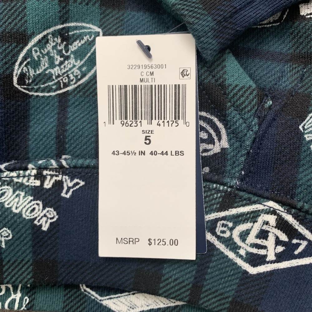 Polo Ralph Lauren Boys Navy Plaid Fleece Graphic Hoodie Size 5 NWT 125$ - Picture 6 of 9